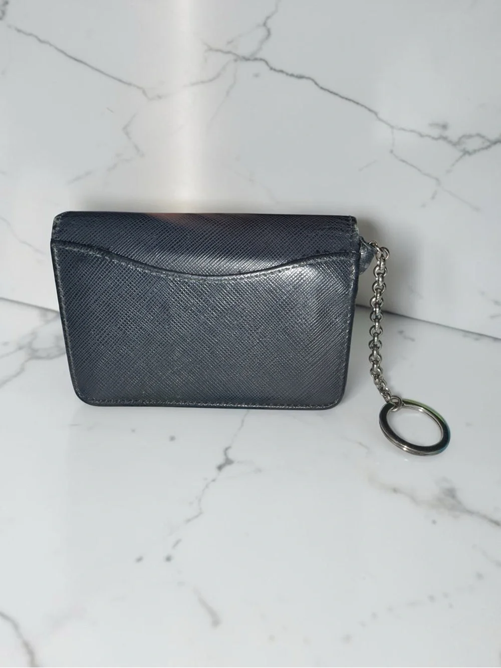 Salvatore Ferragamo Black Saffiano Leather Gancini Key Case Wallet